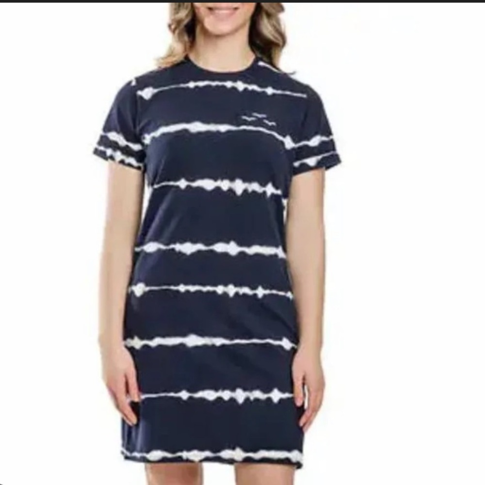 Lazypants Navy and White Tie-Dye T-Shirt Dress size Small